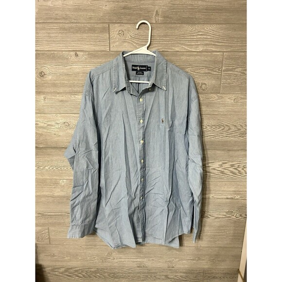 Polo Ralph Lauren Men’s Blare Button Down Sz XL Shirt Blue Long Sleeve Work Pony - Picture 1 of 7